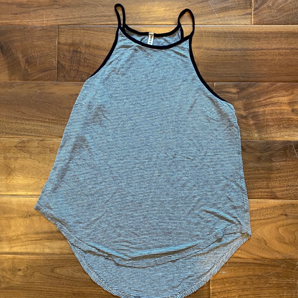 Emma & Sam Black and White Striped Scoop Tank